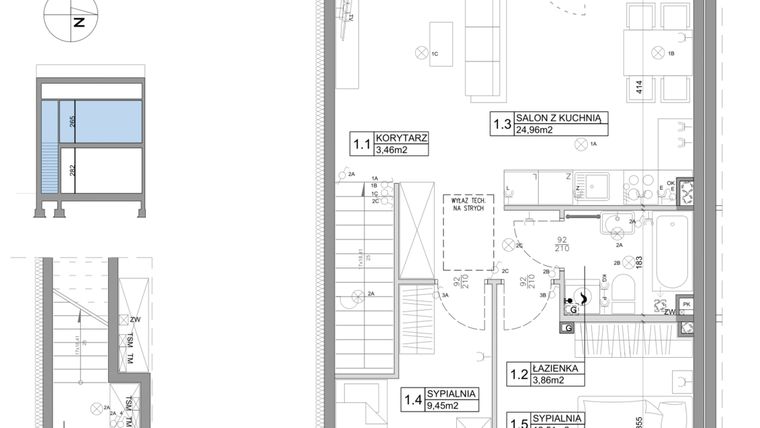 Rzut - Mieszkanie na sprzedaż 3 pokoje o powierzchni 61,95 m² - numer 56 w Boska Ksawerowska IV