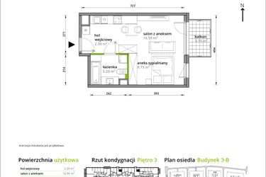 Rzut - Mieszkanie na sprzedaż 1 pokój o powierzchni 33 m² - numer B/028 w Aleje Praskie