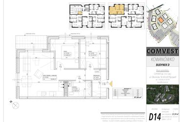 Rzut - Mieszkanie na sprzedaż 3 pokoje o powierzchni 57,59 m² - numer D14 w Kowanówko