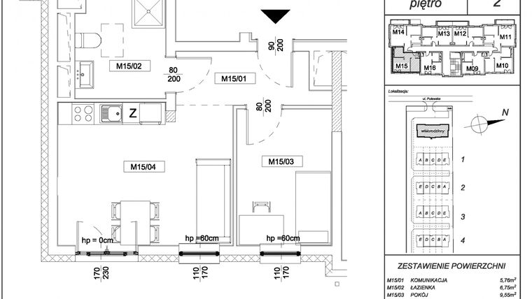 Rzut - Mieszkanie na sprzedaż 2 pokoje o powierzchni 39,97 m² - numer 15 w Piękna Warka