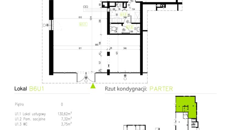 Rzut - Lokal użytkowy na sprzedaż 1 pokój o powierzchni 141,69 m² - numer B6.L1 w Osiedle Natura Park etap II