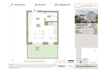 Rzut - Mieszkanie na sprzedaż 1 pokój o powierzchni 29,06 m² - numer M5 w Barbary 19