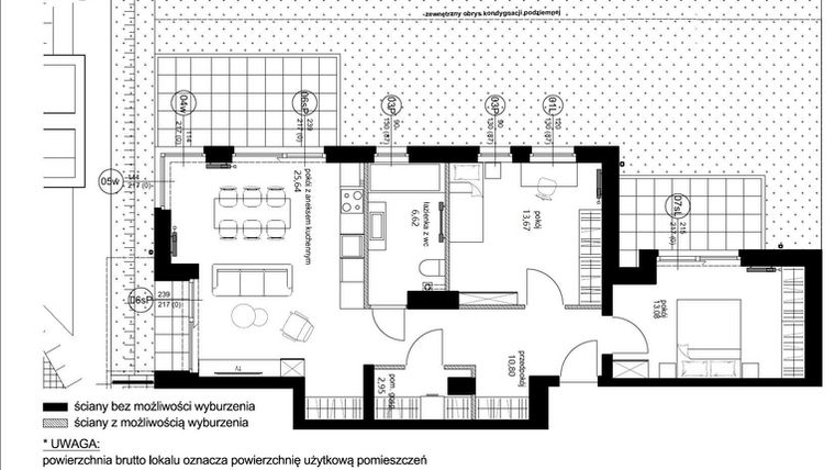 Rzut - Mieszkanie na sprzedaż 3 pokoje o powierzchni 74,3 m² - numer B.01 w Cygańska Góra 5