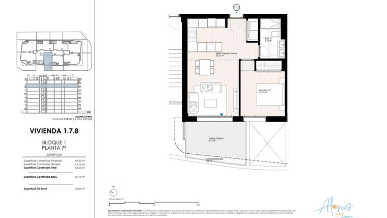 Rzut - Mieszkanie na sprzedaż 1 pokój o powierzchni 62,5 m² - numer 178 w Alonis Living