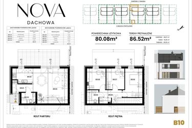 Rzut - Dom na sprzedaż 4 pokoje o powierzchni 80,08 m² - numer B10 w Nova Dachowa II