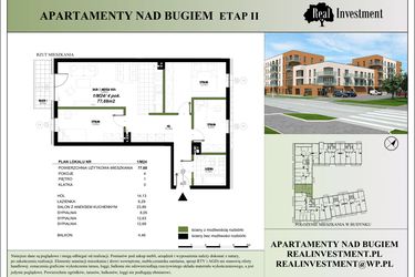Rzut - Mieszkanie na sprzedaż 4 pokoje o powierzchni 75,95 m² - numer II.1/M24 w Apartamenty nad Bugiem - etap II