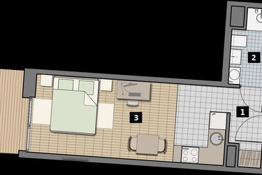 Rzut - Mieszkanie na sprzedaż 1 pokój o powierzchni 25,5 m² - numer 3.3B w City Łobzów