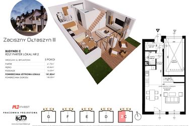 Rzut - Dom na sprzedaż 5 pokoi o powierzchni 141,82 m² - numer C2 w Zaciszny Ołtaszyn III
