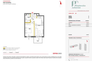 Rzut - Mieszkanie na sprzedaż 2 pokoje o powierzchni 39,53 m² - numer 28 w Miasteczko Julianów