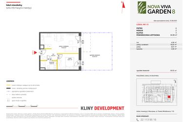 Rzut - Mieszkanie na sprzedaż 2 pokoje o powierzchni 34,9 m² - numer 66 w Nova Viva Garden 8