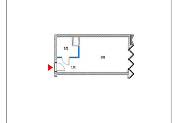 Rzut - Mieszkanie na sprzedaż 1 pokój o powierzchni 32,08 m² - numer 6 w Garbary 68