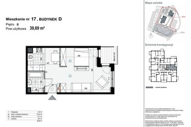 Rzut - Mieszkanie na sprzedaż 1 pokój o powierzchni 39,67 m² - numer D17 w Apartamenty Kopernika