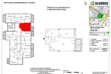 Rzut - Mieszkanie na sprzedaż 2 pokoje o powierzchni 36,99 m² - numer 72 w Osiedle Słoneczna etap 2