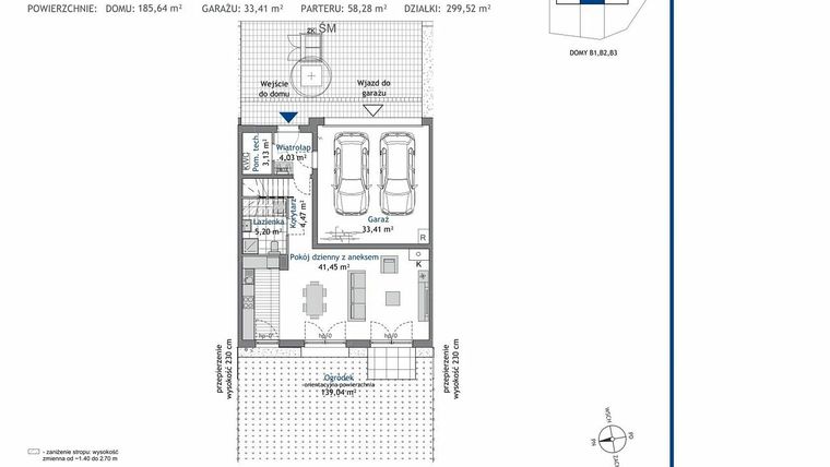 Rzut - Dom na sprzedaż 5 pokoi o powierzchni 185,71 m² - numer B2 w Linea Domy