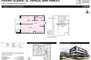 Rzut - Mieszkanie na sprzedaż 2 pokoje o powierzchni 40,5 m² - numer A1.42 w Luxor Residence