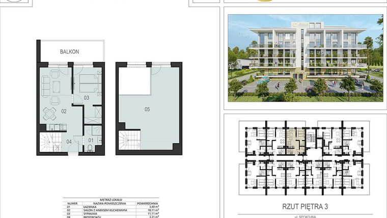 Rzut - Mieszkanie na sprzedaż 2 pokoje o powierzchni 66,05 m² - numer 3.11 w Ustronie Supreme Apartments