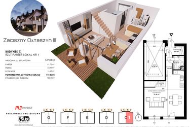 Rzut - Dom na sprzedaż 5 pokoi o powierzchni 141,82 m² - numer C1 w Zaciszny Ołtaszyn III