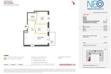 Rzut - Mieszkanie na sprzedaż 3 pokoje o powierzchni 49,21 m² - numer 3 w Neo Nova Ochota 4