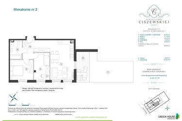 Rzut - Mieszkanie na sprzedaż 3 pokoje o powierzchni 58,68 m² - numer 2 w Kamienica przy Ciszewskiej