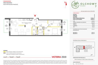 Rzut - Mieszkanie na sprzedaż 3 pokoje o powierzchni 72,08 m² - numer 41 w Olchowy Park VII