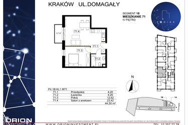 Rzut - Mieszkanie na sprzedaż 2 pokoje o powierzchni 44,5 m² - numer 39/71 w Zodiak