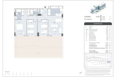 Rzut - Mieszkanie na sprzedaż 3 pokoje o powierzchni 137 m² - numer A-207 w NovaMarina