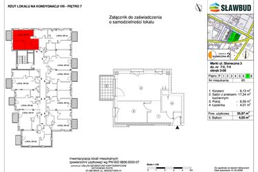 Rzut - Mieszkanie na sprzedaż 2 pokoje o powierzchni 35,97 m² - numer 60 w Osiedle Słoneczna etap 2