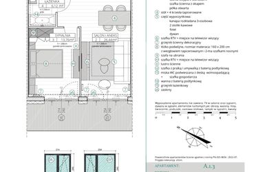 Rzut - Mieszkanie na sprzedaż 2 pokoje o powierzchni 49,46 m² - numer A.1.3 w Remedium