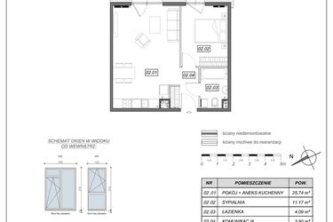 Rzut - Mieszkanie na sprzedaż 2 pokoje o powierzchni 44,9 m² - numer 9.A.02 w Nowe Południe bud. 9
