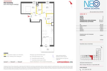 Rzut - Mieszkanie na sprzedaż 3 pokoje o powierzchni 59,12 m² - numer 18 w Neo Nova Ochota