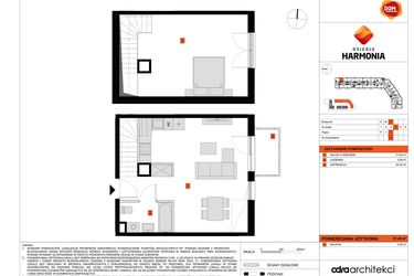Rzut - Mieszkanie na sprzedaż 1 pokój o powierzchni 57,49 m² - numer C.37 w Osiedle Harmonia