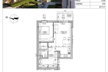 Rzut - Mieszkanie na sprzedaż 2 pokoje o powierzchni 46,77 m² - numer M.B8.00.30 w Osiedle Harmonia bud. B8