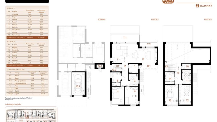 Rzut - Mieszkanie na sprzedaż 7 pokoi o powierzchni 171,61 m² - numer B5.A2 w Kosocicka Forest
