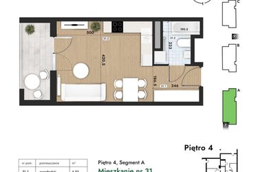 Rzut - Mieszkanie na sprzedaż 1 pokój o powierzchni 29,39 m² - numer 31 w Słomczyńskiego Widoki