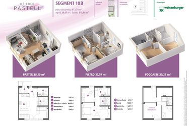 Rzut - Dom na sprzedaż 3 pokoje o powierzchni 115,25 m² - numer 10b w Osiedle Pastell