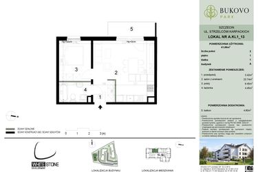 Rzut - Mieszkanie na sprzedaż 2 pokoje o powierzchni 41,06 m² - numer A.1.13 w Bukovo Park