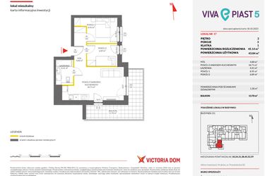 Rzut - Mieszkanie na sprzedaż 3 pokoje o powierzchni 45,14 m² - numer A.17 w Viva Piast 5