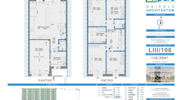 Rzut - Dom na sprzedaż 5 pokoi o powierzchni 119,35 m² - numer 106 w Osiedle Architektów etap IXa