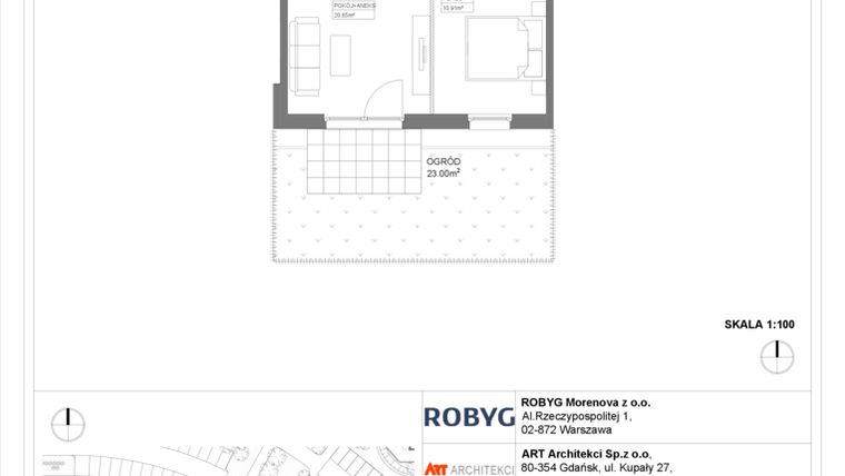 Rzut - Mieszkanie na sprzedaż 1 pokój o powierzchni 39,31 m² - numer 3.10.0M05 w Szumilas etap III