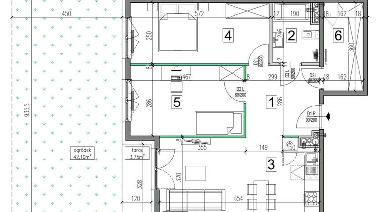 Rzut - Mieszkanie na sprzedaż 3 pokoje o powierzchni 67,6 m² - numer B-1 w Nowa Lipska