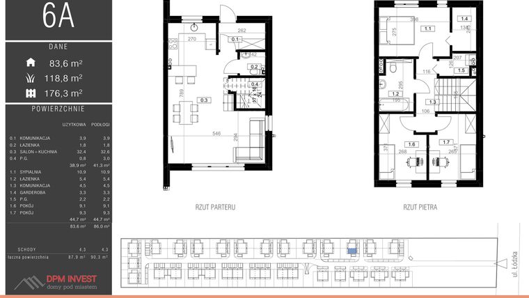 Rzut - Dom na sprzedaż 4 pokoje o powierzchni 87,9 m² - numer 6A w Family Park Ksawerów IV