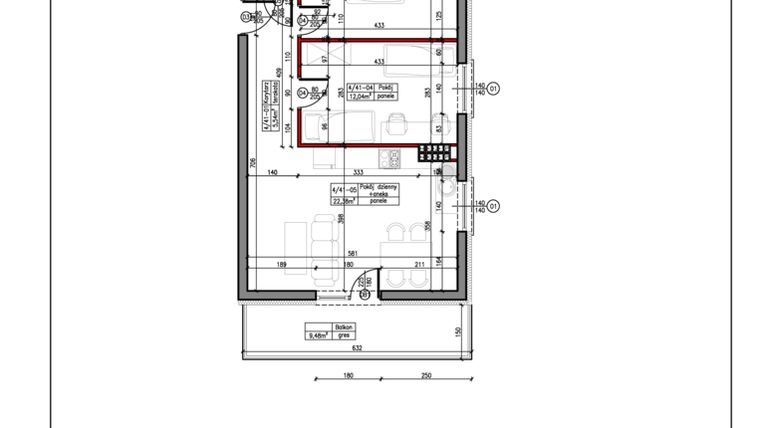 Rzut - Mieszkanie na sprzedaż 3 pokoje o powierzchni 54,74 m² - numer 41 w Janowska