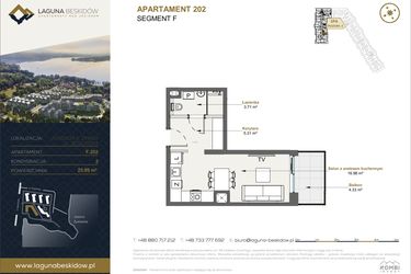 Rzut - Mieszkanie na sprzedaż 1 pokój o powierzchni 25,99 m² - numer F.202 w Laguna Beskidów