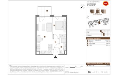 Rzut - Mieszkanie na sprzedaż 2 pokoje o powierzchni 35,67 m² - numer A.28 w Osiedle Wilno VIII