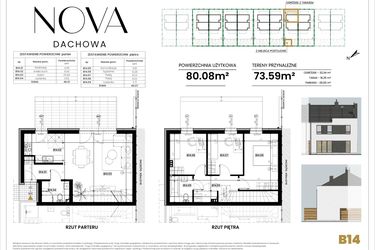 Rzut - Dom na sprzedaż 4 pokoje o powierzchni 80,08 m² - numer B14 w Nova Dachowa II