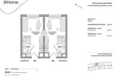 Rzut - Mieszkanie na sprzedaż 2 pokoje o powierzchni 37,72 m² - numer 17 w AtHome - Apartamenty inwestycyjne