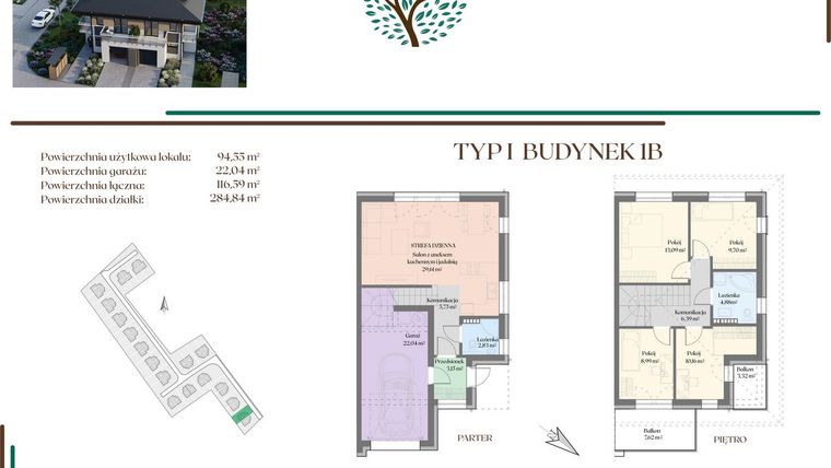 Rzut - Dom na sprzedaż 5 pokoi o powierzchni 116,59 m² - numer 1B w Olechowska Verde