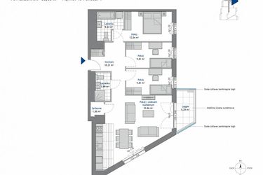 Rzut - Mieszkanie na sprzedaż 4 pokoje o powierzchni 86,85 m² - numer 10.4 w SEAHall