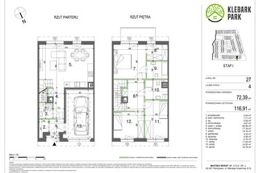 Rzut - Dom na sprzedaż 4 pokoje o powierzchni 116,86 m² - numer 27 w Klebark Park