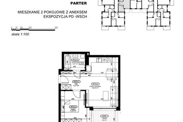 Rzut - Mieszkanie na sprzedaż 2 pokoje o powierzchni 42,37 m² - numer C2-M7 w Stacja Łódź V – etap C2